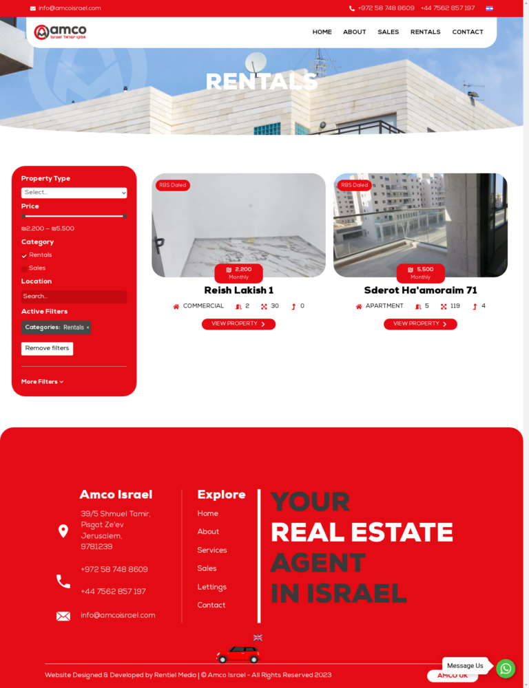 Amco Israel - Rentals Page