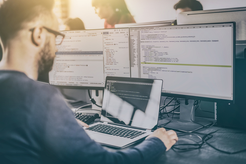 Developer working on websites code